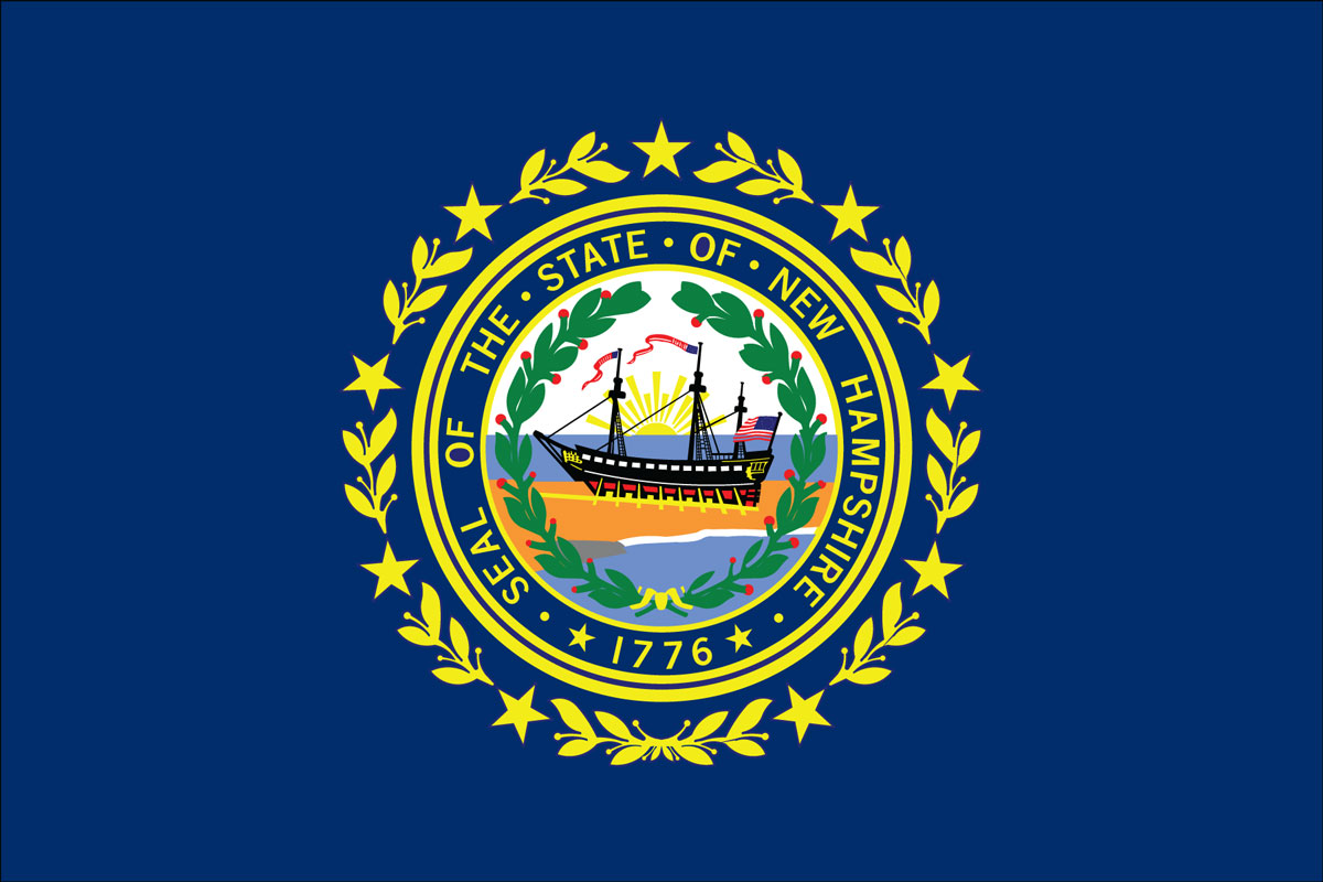 12x18" Nylon flag of State of New Hampshire